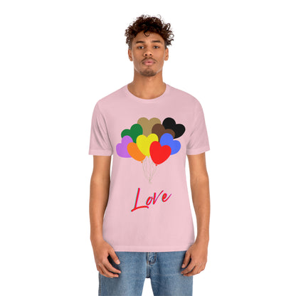 Love Rainbow Heart Balloons - Unisex Jersey Short Sleeve Tee