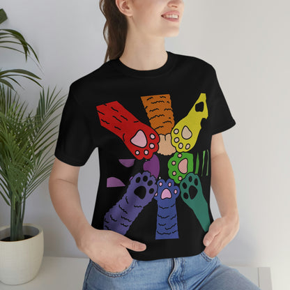 Rainbow Cat Paws T-shirt, Pride and Unity Tee - Unisex Jersey Short Sleeve Tee