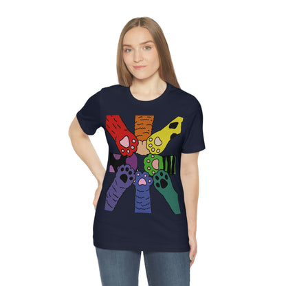 Rainbow Cat Paws T-shirt, Pride and Unity Tee - Unisex Jersey Short Sleeve Tee