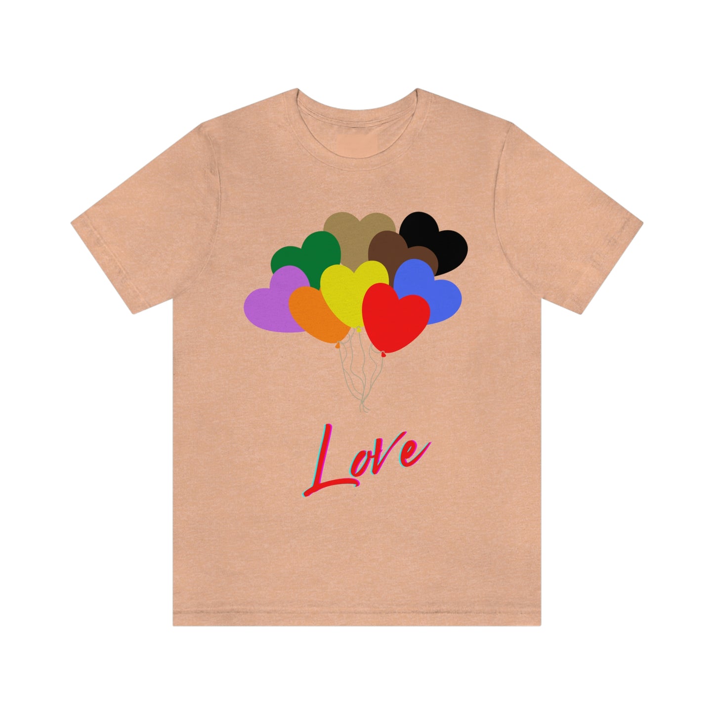 Love Rainbow Heart Balloons - Unisex Jersey Short Sleeve Tee