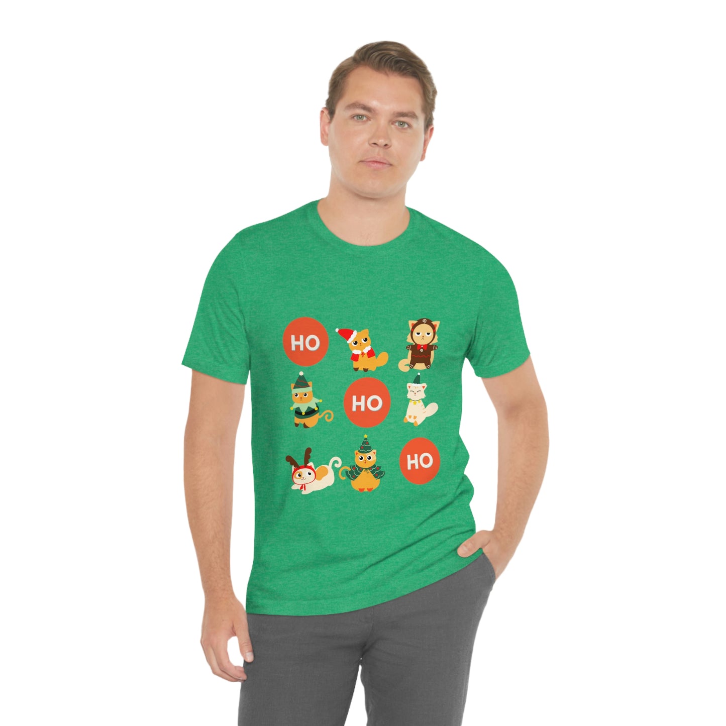 Christmas Kitties - Ho-Ho-Ho Holiday Cat T-shirt - Unisex Jersey Short Sleeve Tee