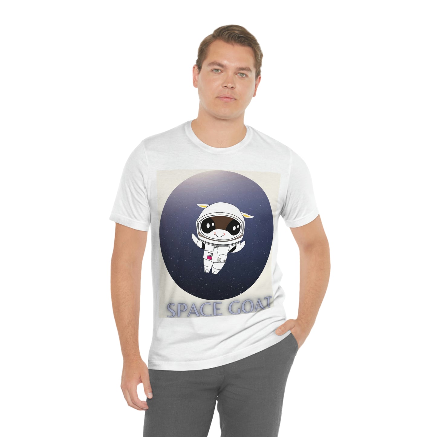 Space Goat T-shirt, Funny Goat in Space, Astronaut Goat Unisex Jersey Short Sleeve Tee