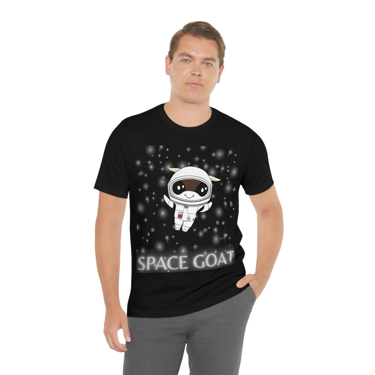 Space Goat T-shirt, Funny Goat in Space, Astronaut Goat Unisex Jersey Short Sleeve Tee