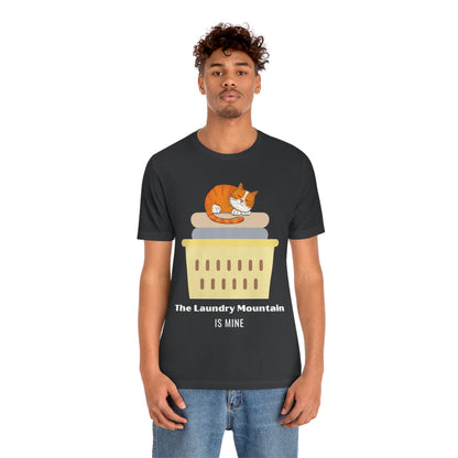 Ginger Orange Tabby Cat on Laundry - The Laundry Mountain is Mine Funny T-shirt - Unisex Jersey Short Sleeve Tee