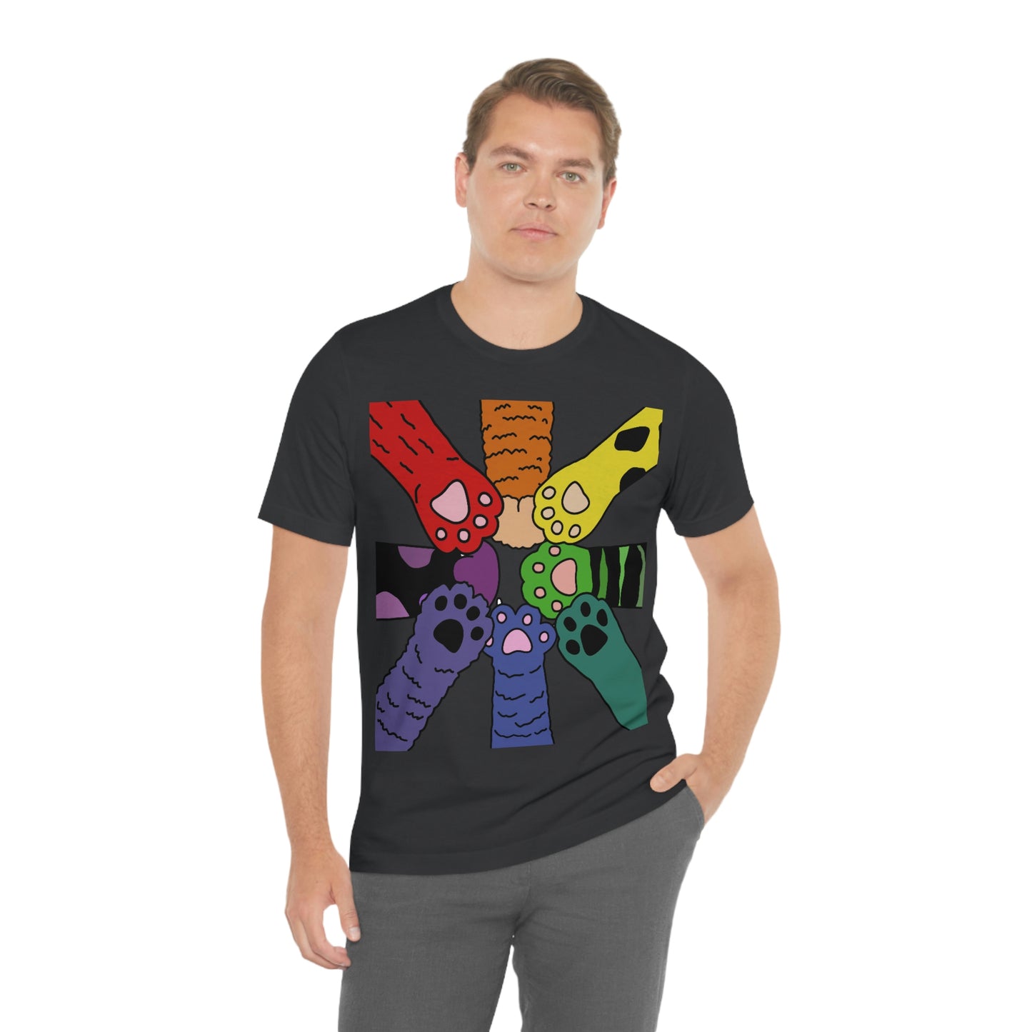 Rainbow Cat Paws T-shirt, Pride and Unity Tee - Unisex Jersey Short Sleeve Tee