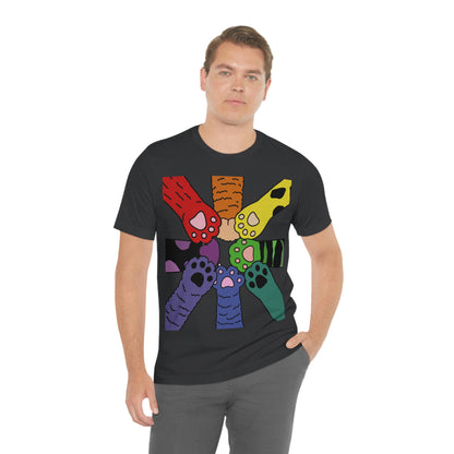 Rainbow Cat Paws T-shirt, Pride and Unity Tee - Unisex Jersey Short Sleeve Tee