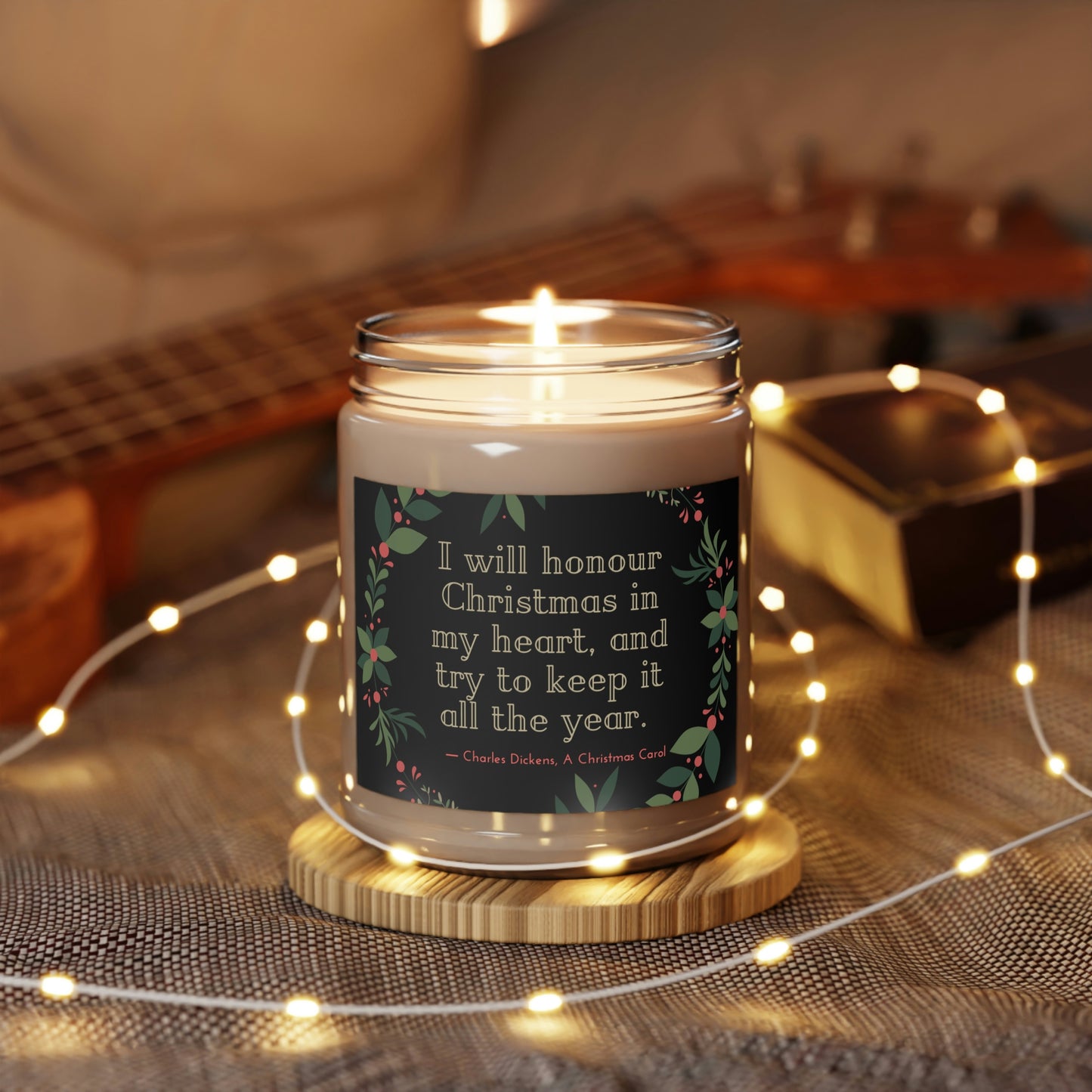 Christmas Candle with Charles Dickens A Christmas Carol Literary Quote - Scented Candle, 9oz