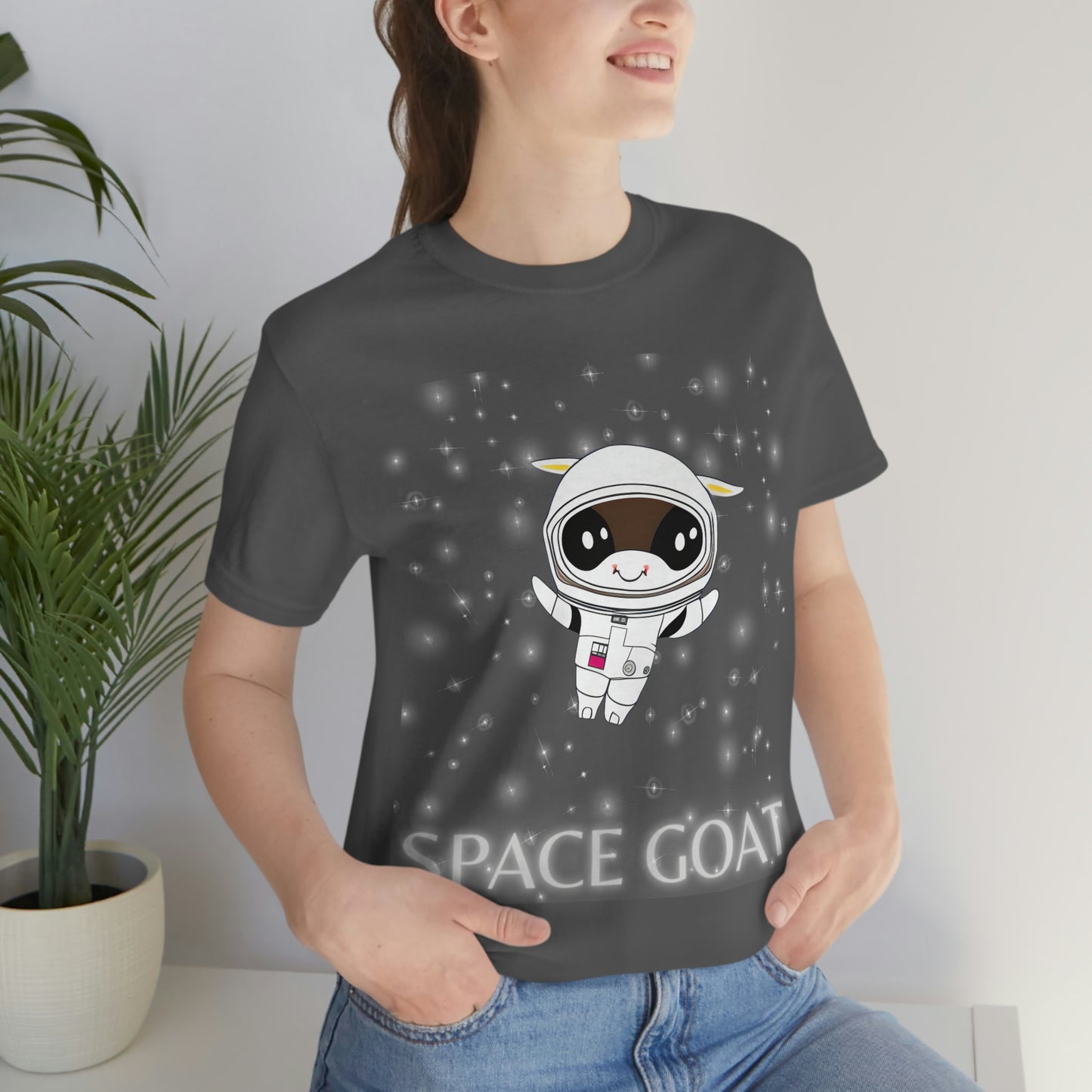 Space Goat T-shirt, Funny Goat in Space, Astronaut Goat Unisex Jersey Short Sleeve Tee