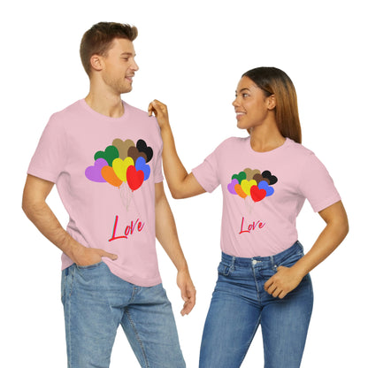 Love Rainbow Heart Balloons - Unisex Jersey Short Sleeve Tee