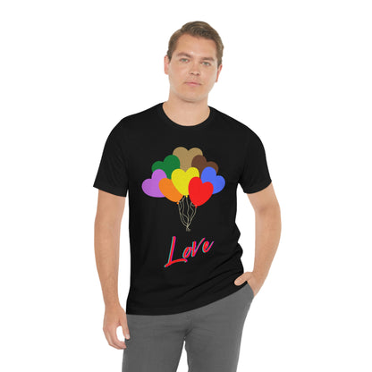 Love Rainbow Heart Balloons - Unisex Jersey Short Sleeve Tee