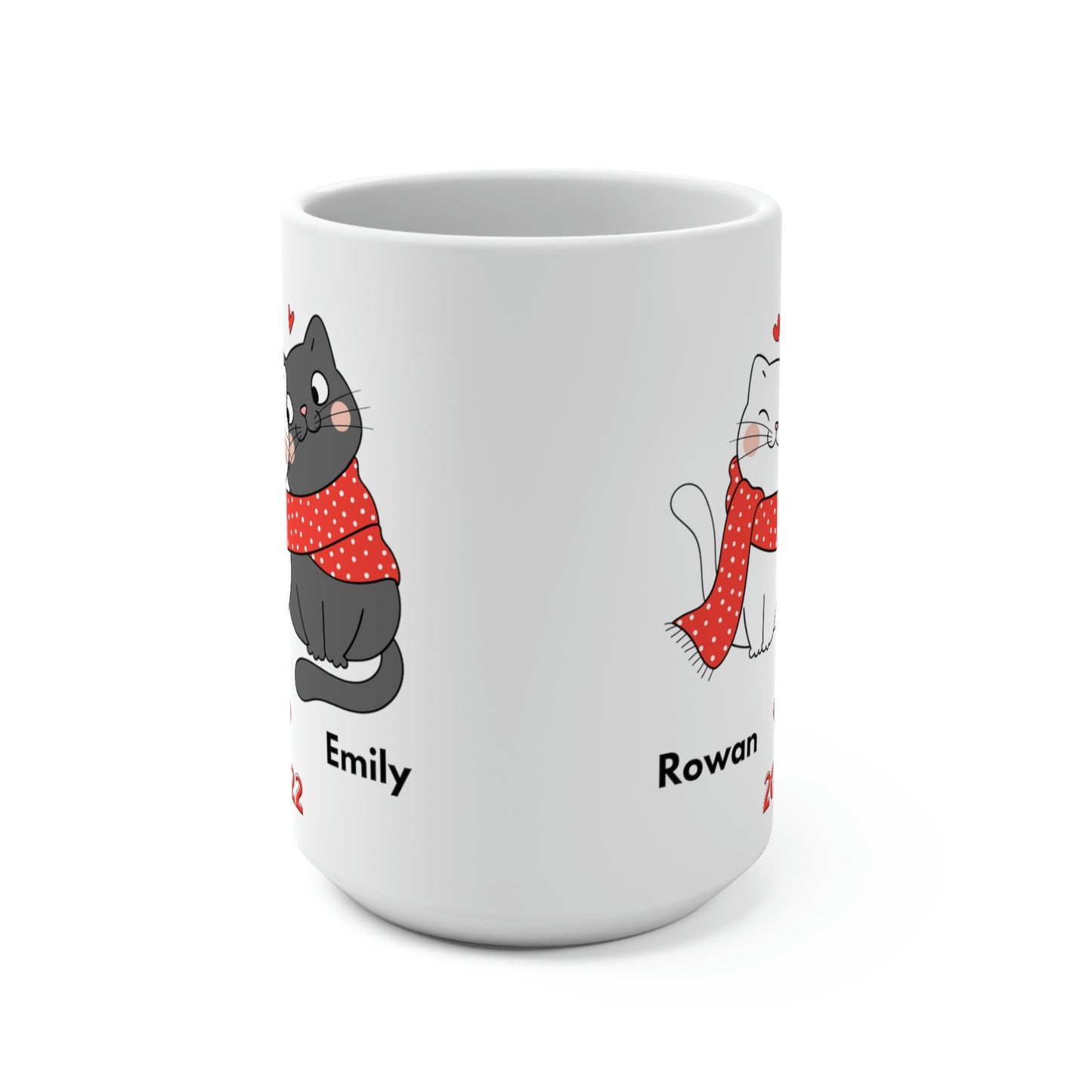 Personalized Cat Couple Mug 15oz, Customized Cute Couple Gift, Anniversary Mug