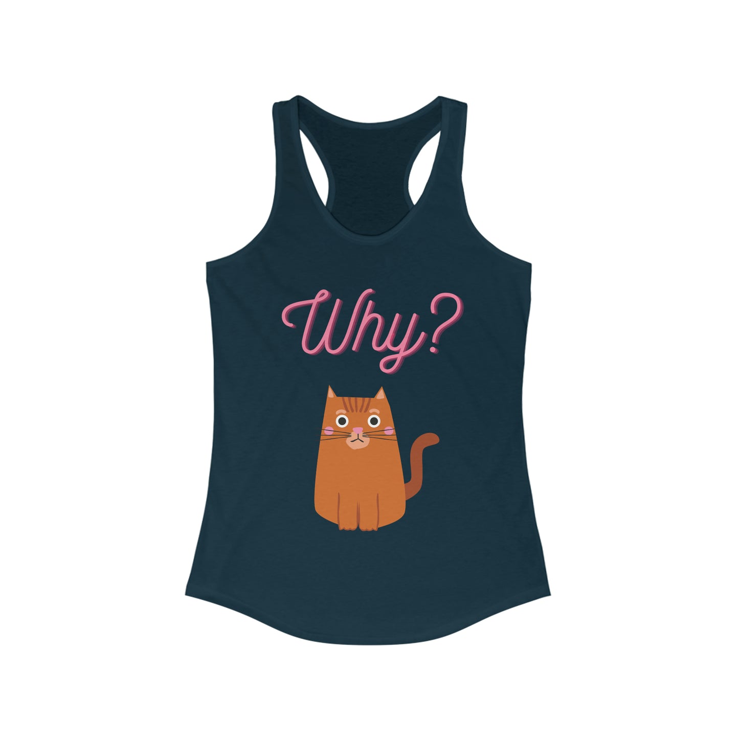 Cute Funny Confused Cat Asks "Why?" Women's Ideal Racerback Tank