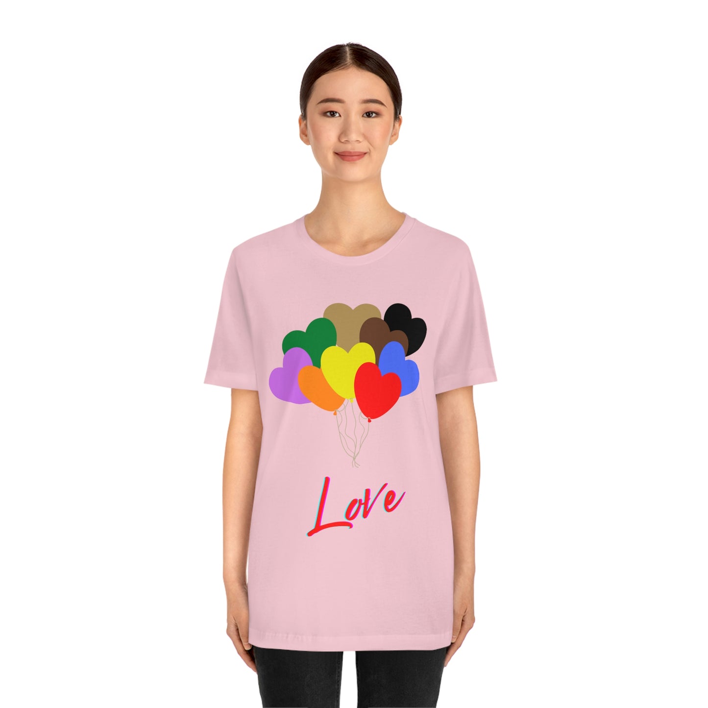 Love Rainbow Heart Balloons - Unisex Jersey Short Sleeve Tee