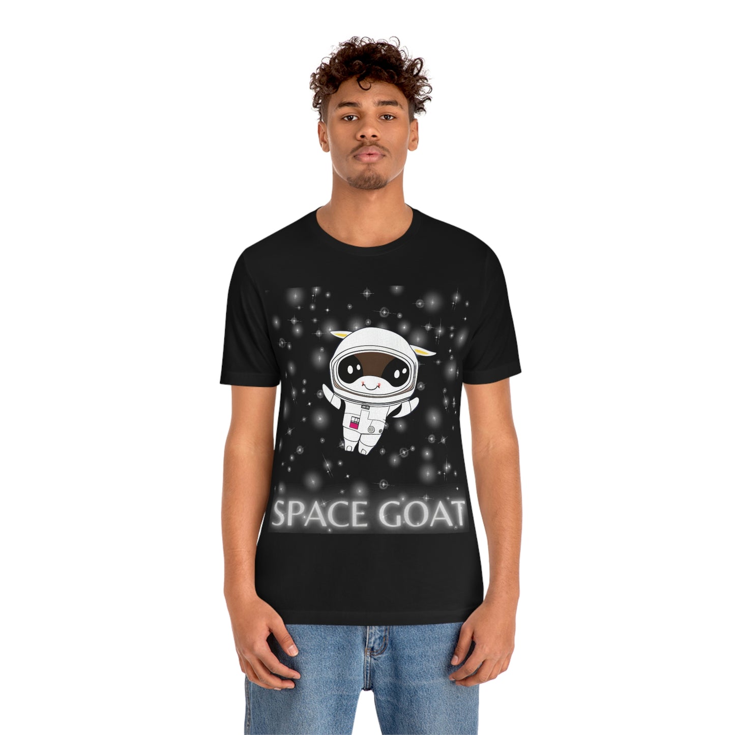 Space Goat T-shirt, Funny Goat in Space, Astronaut Goat Unisex Jersey Short Sleeve Tee