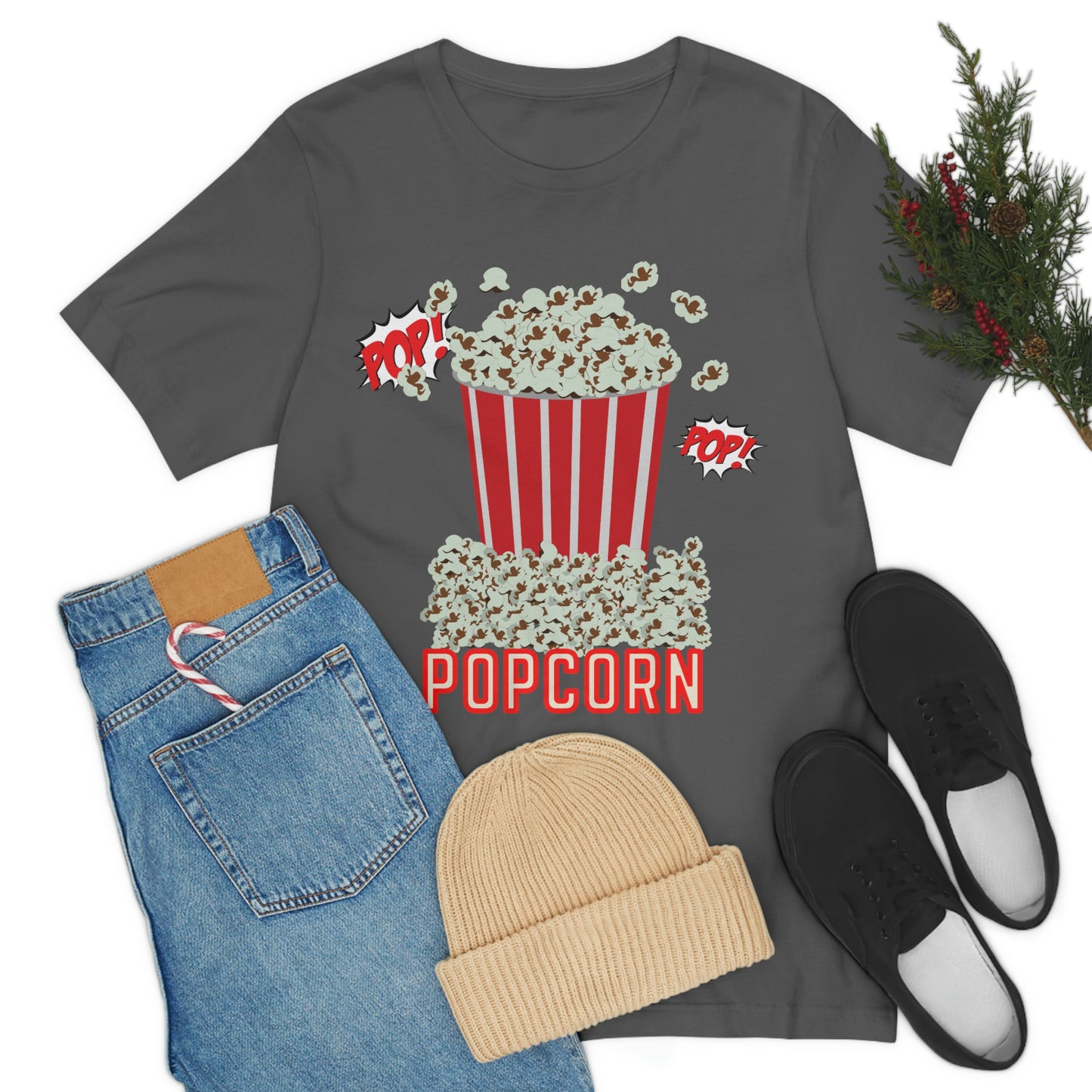 Popcorn T-shirt, Movie Going Shirt, Unisex Jersey Short Sleeve Tee