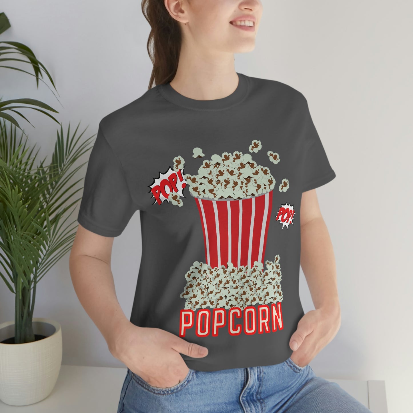 Popcorn T-shirt, Movie Going Shirt, Unisex Jersey Short Sleeve Tee