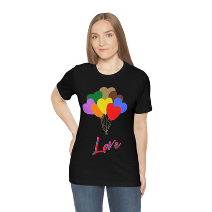 Love Rainbow Heart Balloons - Unisex Jersey Short Sleeve Tee