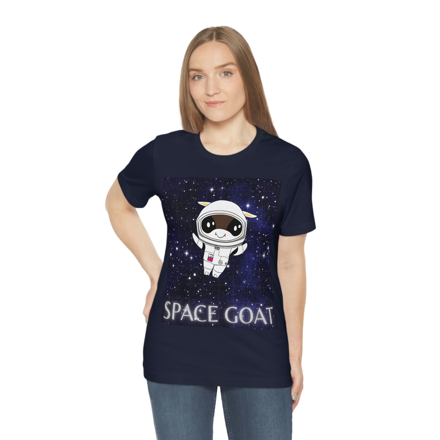 Space Goat T-shirt, Funny Goat in Space, Astronaut Goat Unisex Jersey Short Sleeve Tee