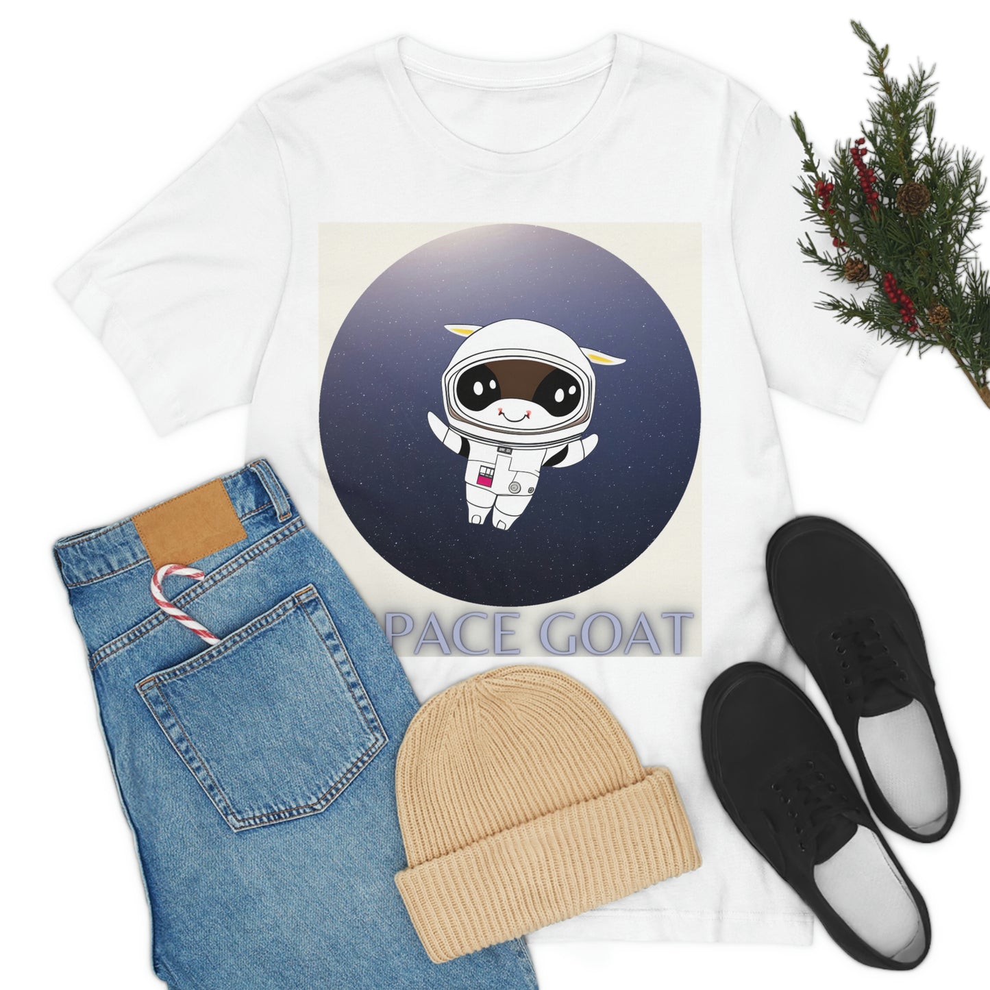 Space Goat T-shirt, Funny Goat in Space, Astronaut Goat Unisex Jersey Short Sleeve Tee