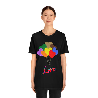 Love Rainbow Heart Balloons - Unisex Jersey Short Sleeve Tee