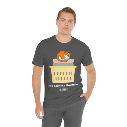 Ginger Orange Tabby Cat on Laundry - The Laundry Mountain is Mine Funny T-shirt - Unisex Jersey Short Sleeve Tee