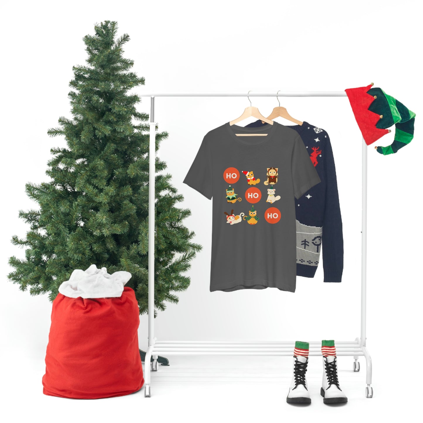 Christmas Kitties - Ho-Ho-Ho Holiday Cat T-shirt - Unisex Jersey Short Sleeve Tee