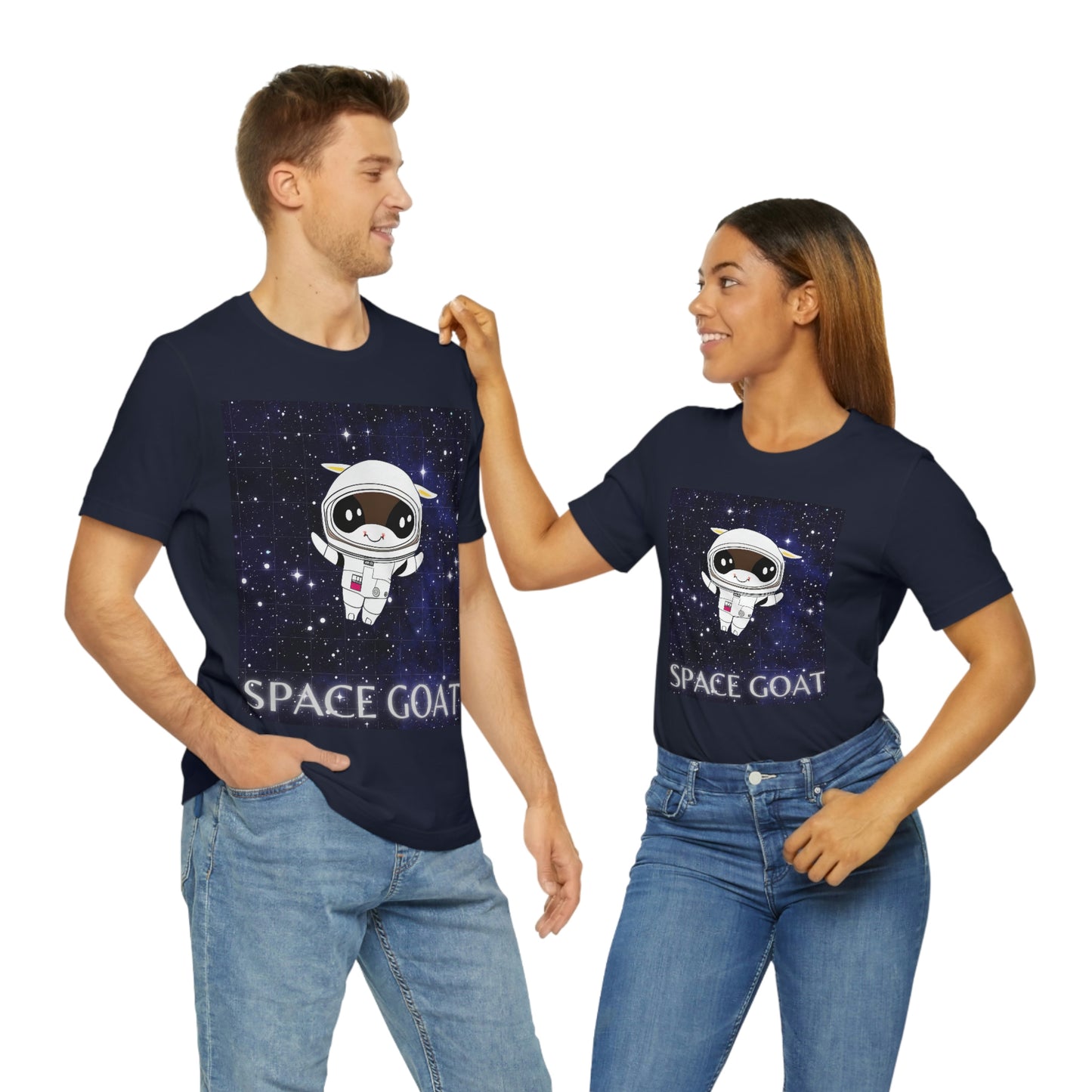 Space Goat T-shirt, Funny Goat in Space, Astronaut Goat Unisex Jersey Short Sleeve Tee