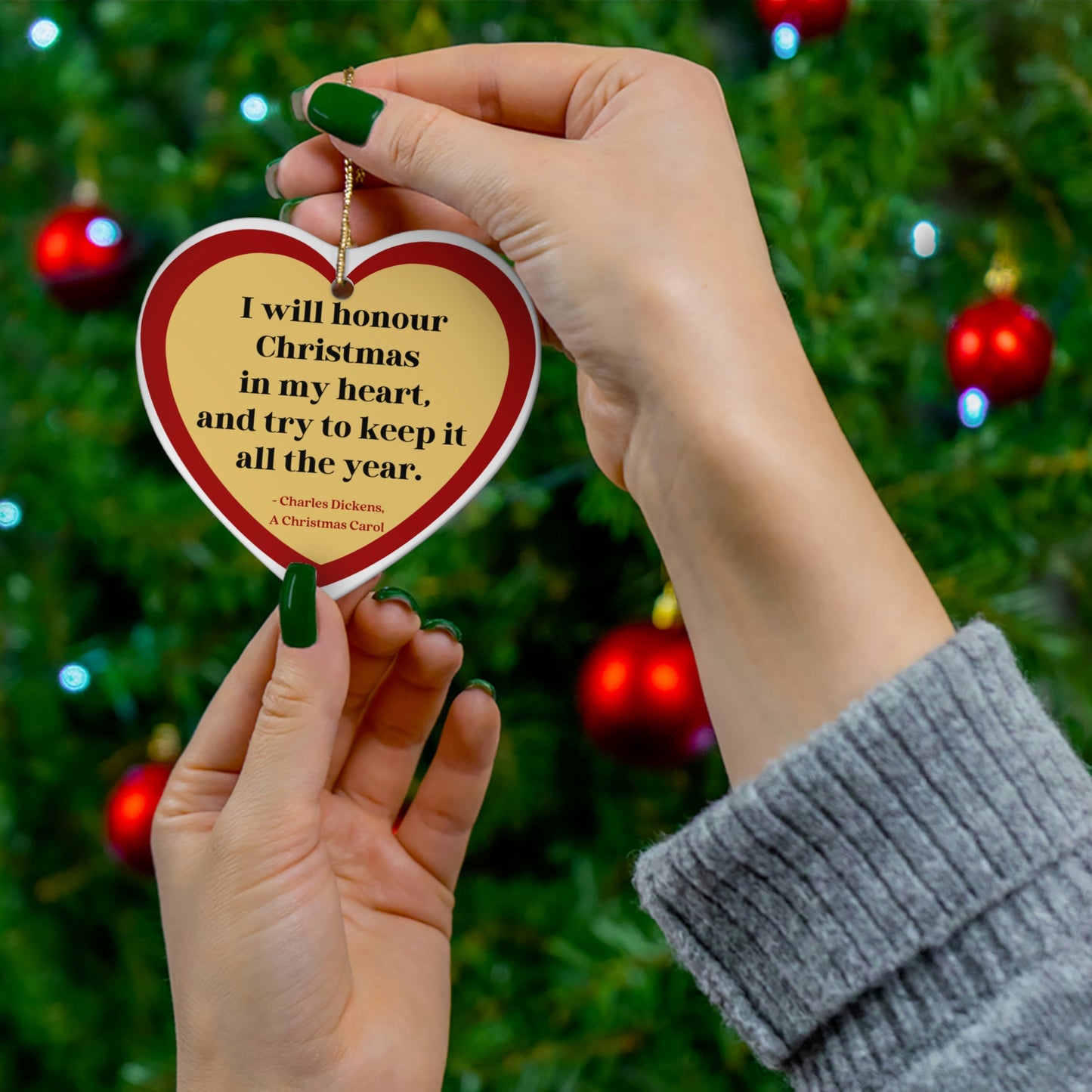 Christmas Ornament with Charles Dickens A Christmas Carol Literary Quote