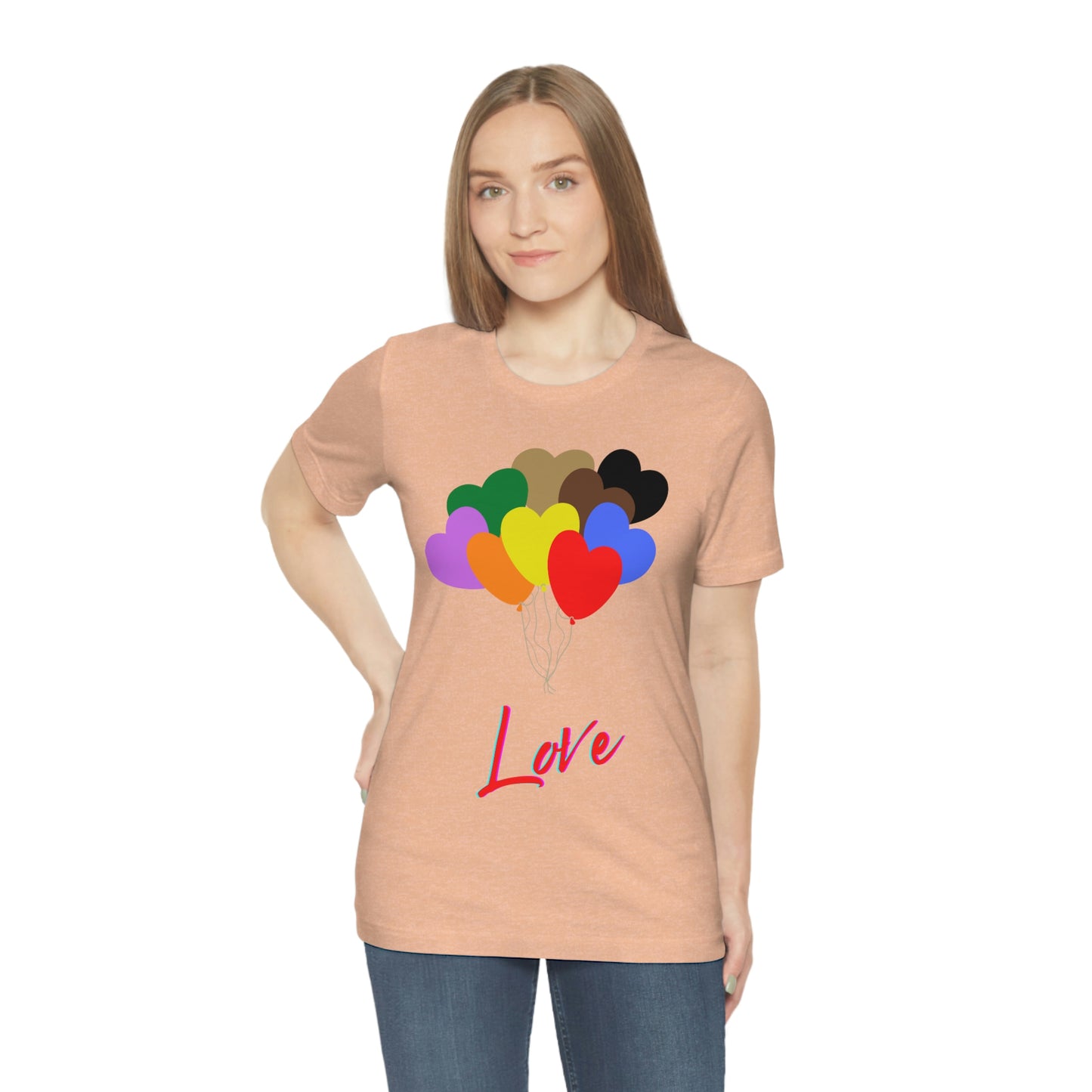 Love Rainbow Heart Balloons - Unisex Jersey Short Sleeve Tee