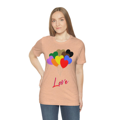 Love Rainbow Heart Balloons - Unisex Jersey Short Sleeve Tee